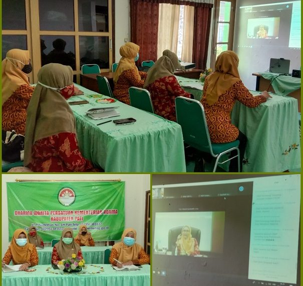 Pengurus Inti DWP Kemenag Pati Ikuti Webinar Nasional Via Zoom